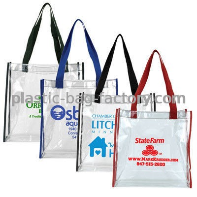 Transparent Vinyl Tote Bag PVC Casual Shoulder Bag with Sturdy Polyester Handles