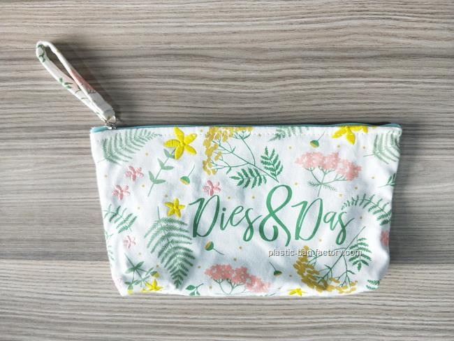 100% Cotton Luxury Computer Embroidery Pattern Canvas Cosmetic Pouch Organizer For Girls And Ladies