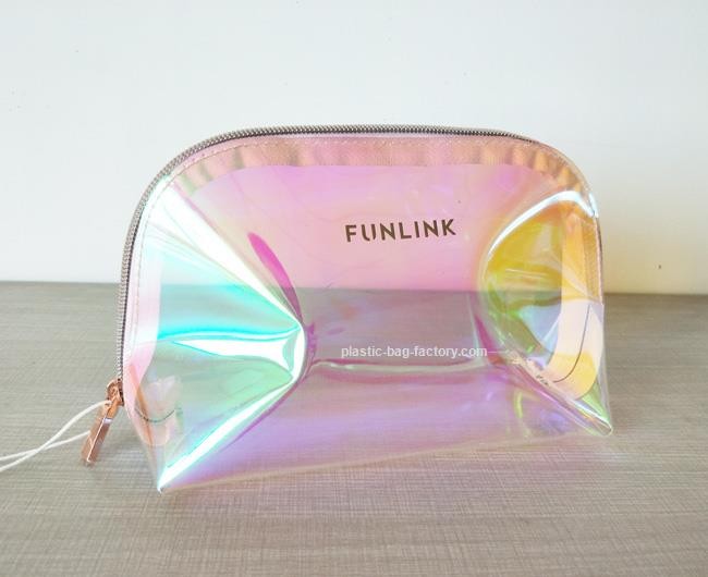 Transparent Hologram PVC Cosmetic Pouch Clear Stand-up Holographic Makeup Pouch
