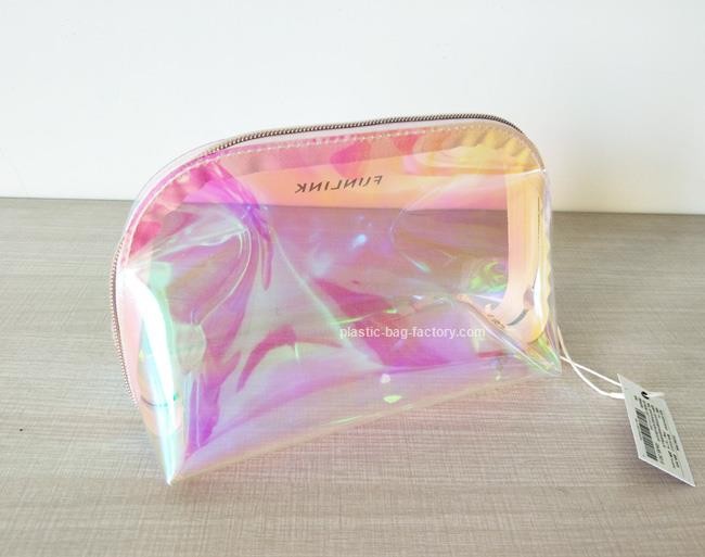 Transparent Hologram PVC Cosmetic Pouch Clear Stand-up Holographic Makeup Pouch