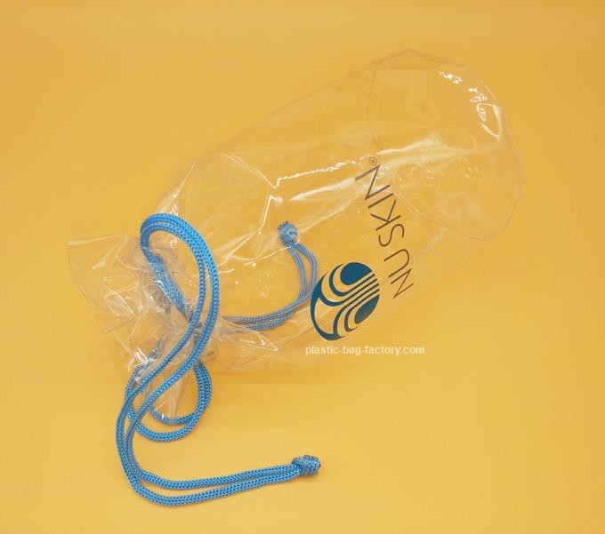 Cylinder Transparent PVC Drawstring Organizer Pouch For Comstics , Personal Belongings