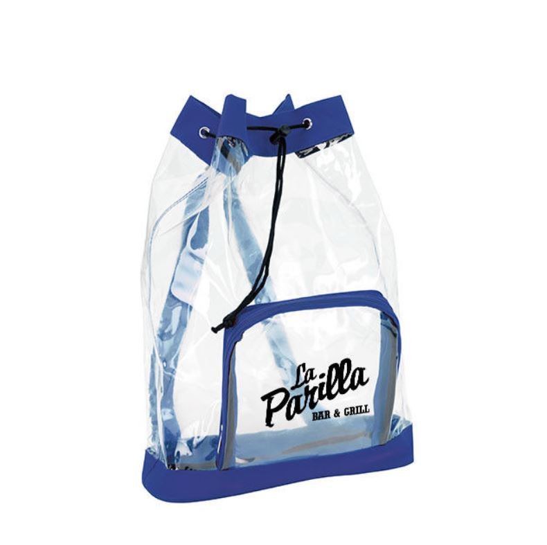 Clear Plastic Drawstring Backpack , Printed Drawstring Bags For Promotional Gifts