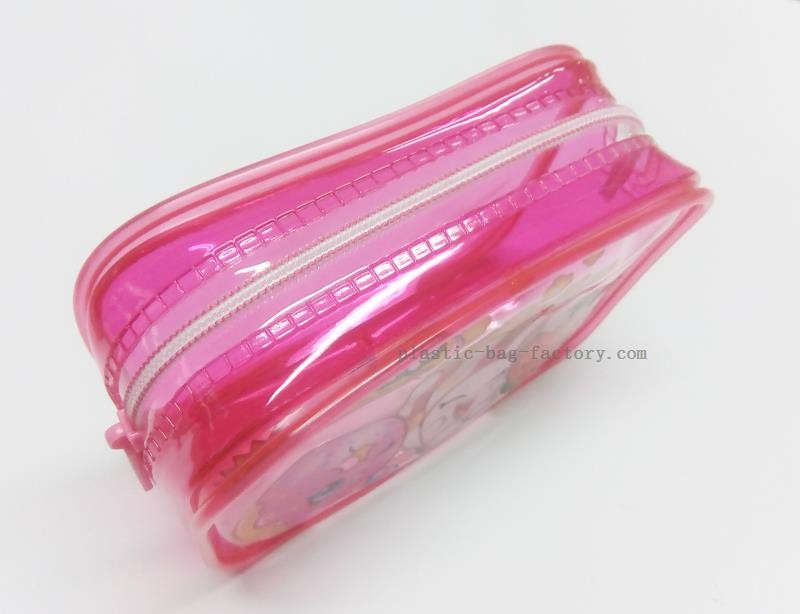 Cute Lovely Girl Pink PVC Vinyl Zipper Pouches Non-toxic PVC Zippered Pouches​